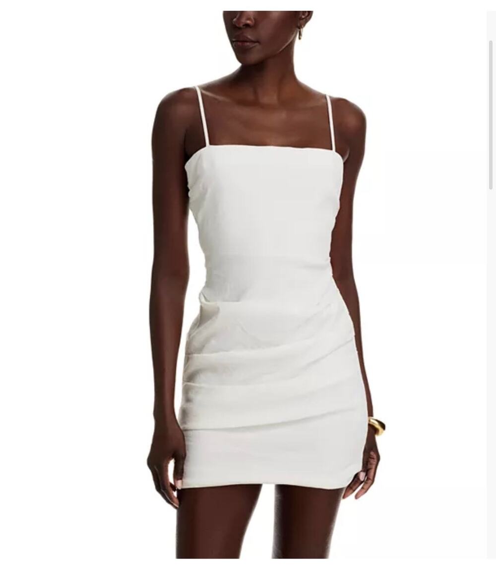 A.L.C. Mya White Spaghetti-Strap Ruched Mini Dress Size 8 ( NEW with Tags)